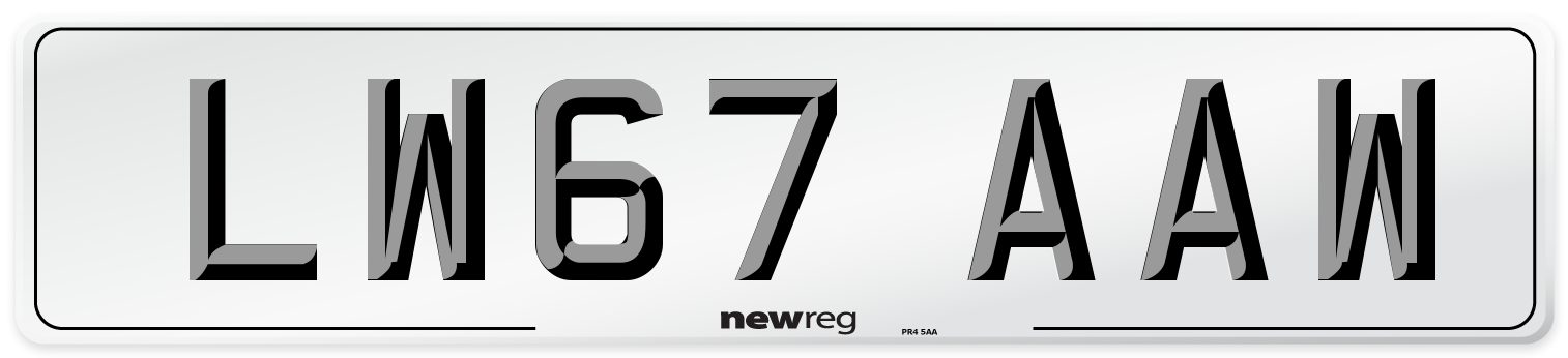 LW67 AAW Number Plate from New Reg